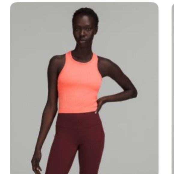 lululemon athletica Tops - Lululemon Athletica Orange Fitted Crop Tank Top